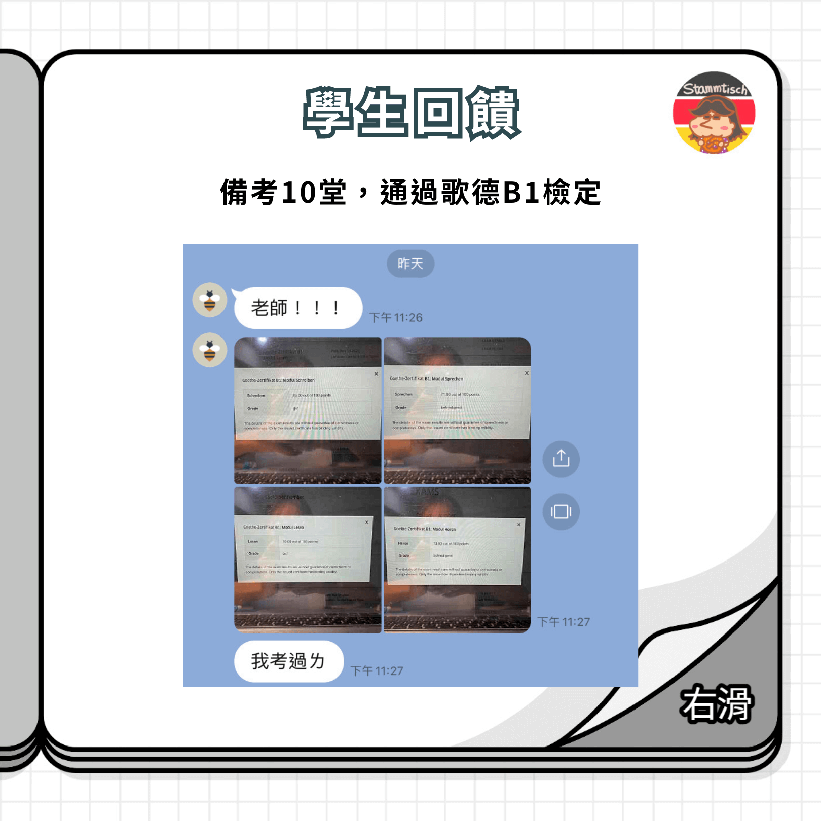 一對一德語課程,10堂課通過B1檢定