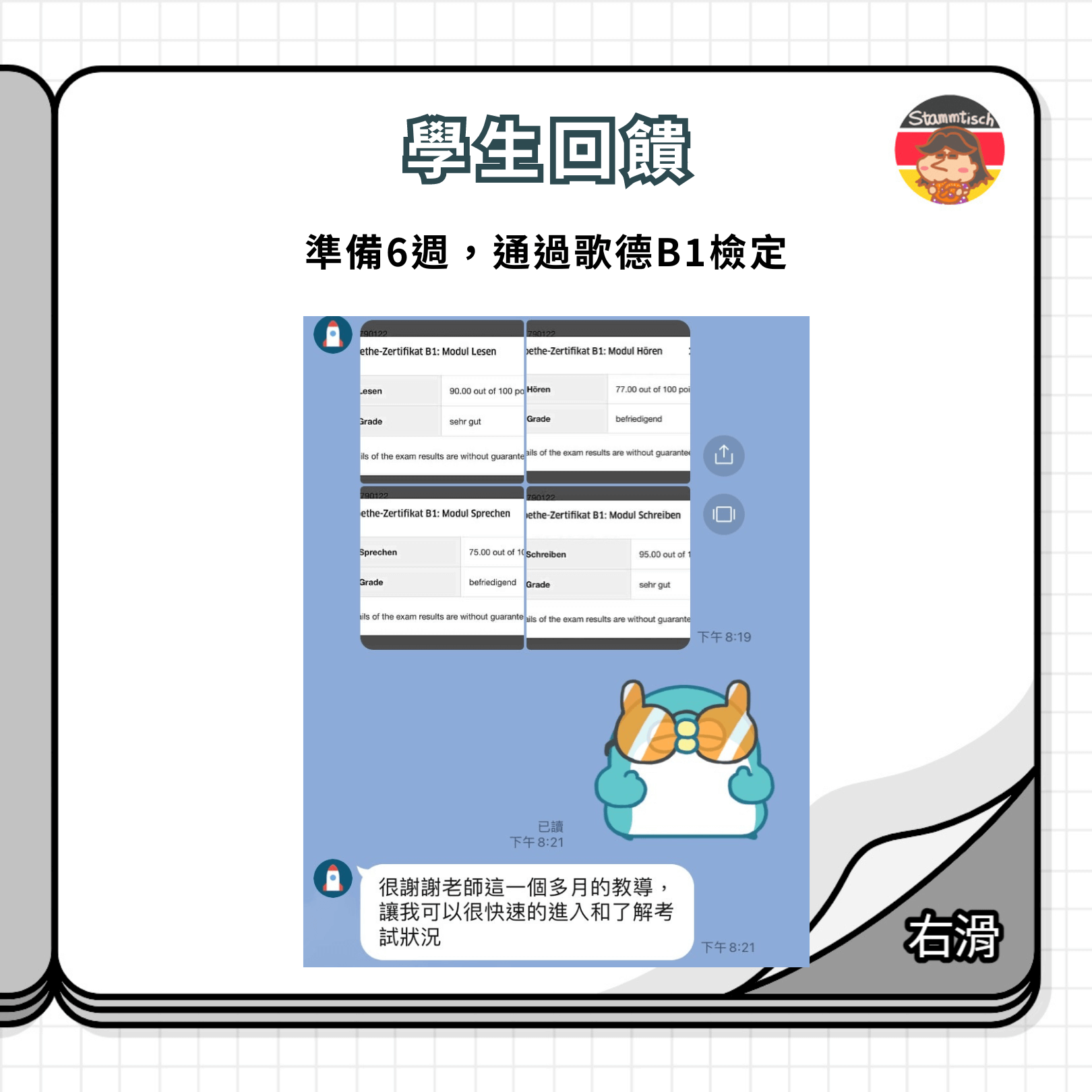 一對一德語課程,一個月內通過歌德檢定B1